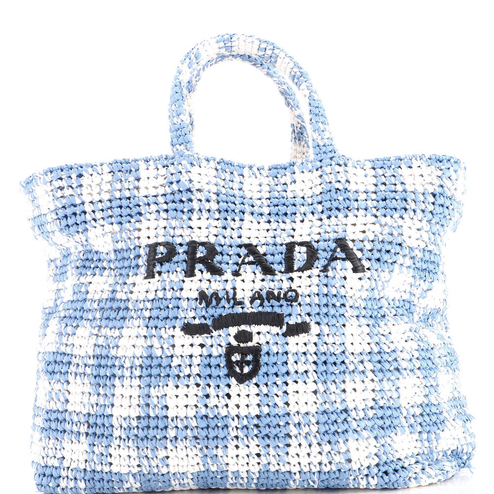 Prada Large Logo Tote Raffia